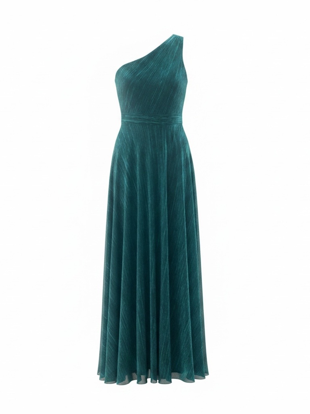 Brand new - AQUA One Shoulder Crinkled Metallic Teal Green Gown Size 8 – $278